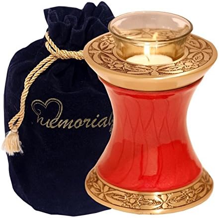 Memorials4u Baroque Red Tealight Urn - Keepsake Ash Urn