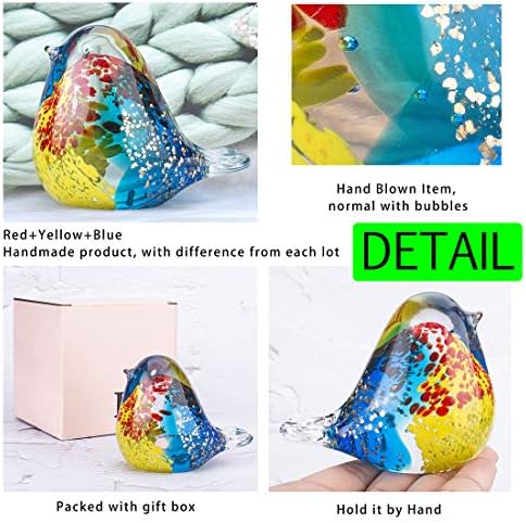 QFkris Glass Bird Figurine Handmade Blown Crystal Ornament Christmas Birthday Gift