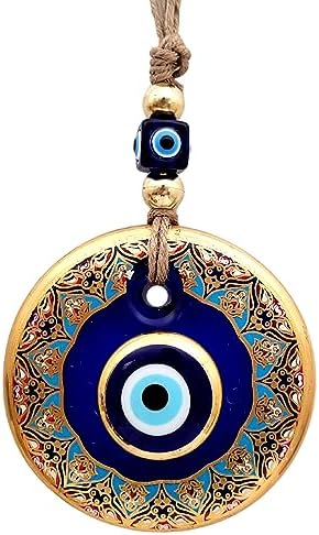 Candymosa 43 Inch Blue Evil Eye Gold Wall Hanging