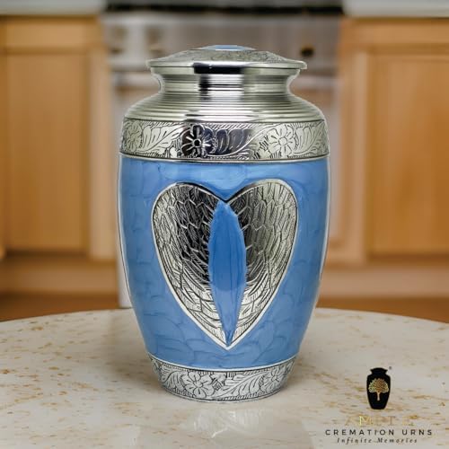 Handcrafted Memorial Urn with Secure Lid and Loving Angel Design