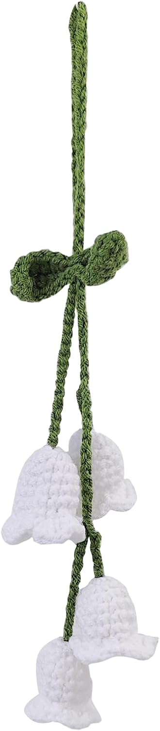 Handmade Crochet Lily of the Valley Rear View Mirror Hanging Ornament