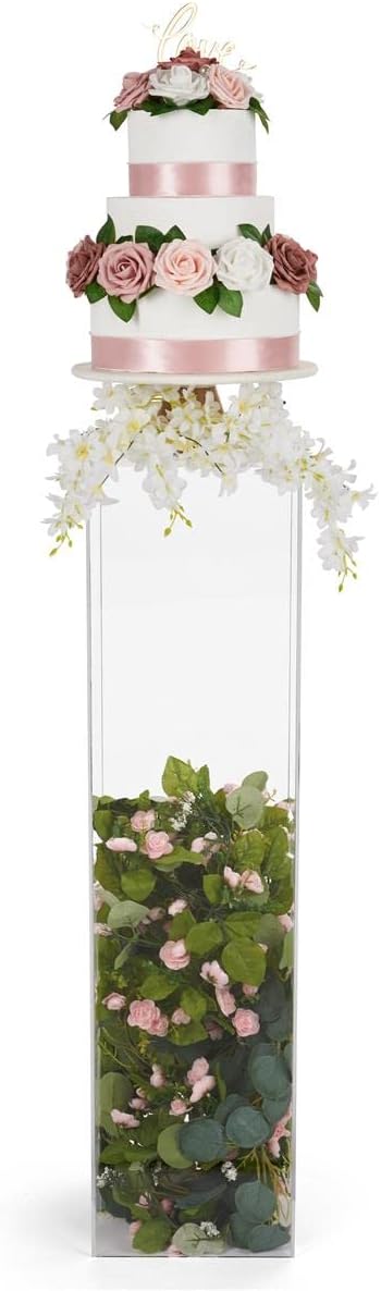 Displays2go Tall Acrylic Display Pedestal Riser with 5-Sided Open Base