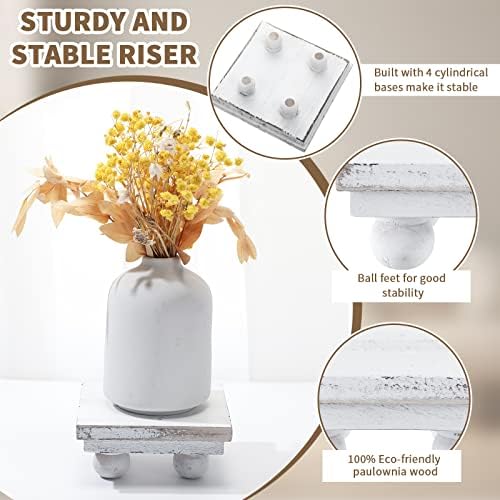 Thyle 3Pcs Square Wooden Tiered Display Riser Stands