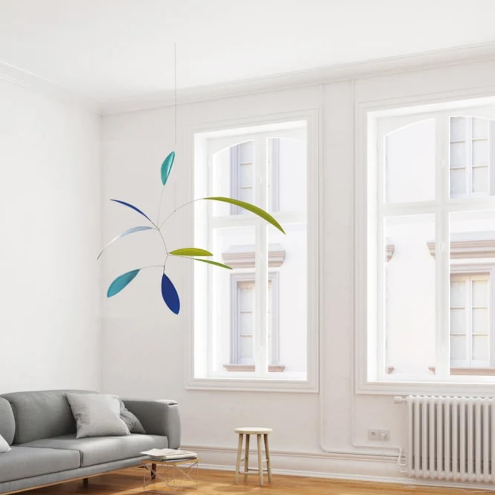 Green and Blue Leaf Hanging Mobile for Home Decor