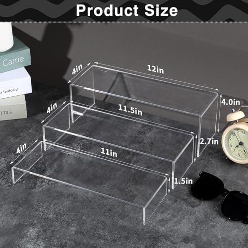 6Pcs Clear Rectangular Acrylic Display Risers for Collectibles and Jewelry