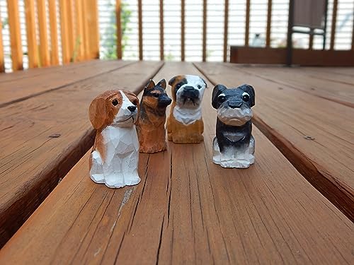 Hand-Carved Black Lab Figurine - Miniature Wooden Dog Sculpture