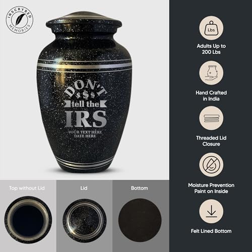 Personalized Aluminum Cremation Urn with Name and Office Joke Design