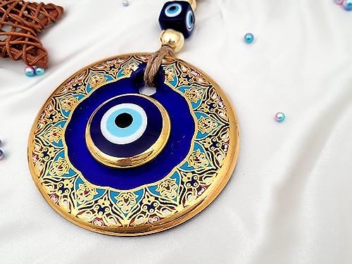 Candymosa 43 Inch Blue Evil Eye Gold Wall Hanging
