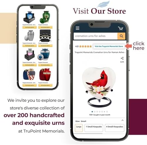 Trupoint Memorials Red Cardinal Heart Urn with Stand