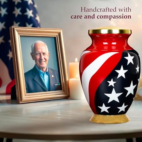 Trupoint Memorials Large Red Cremation Urn for Veteran Ashes