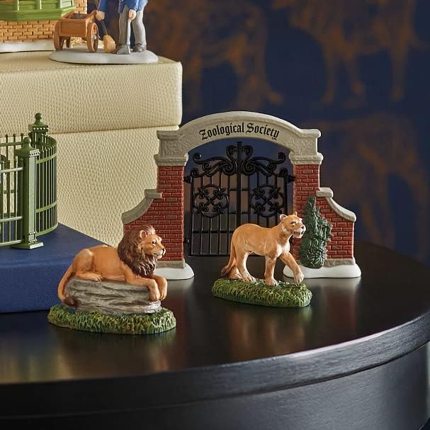 Department 56 Dickens Village Zoological Gardens Lions Figurine Set