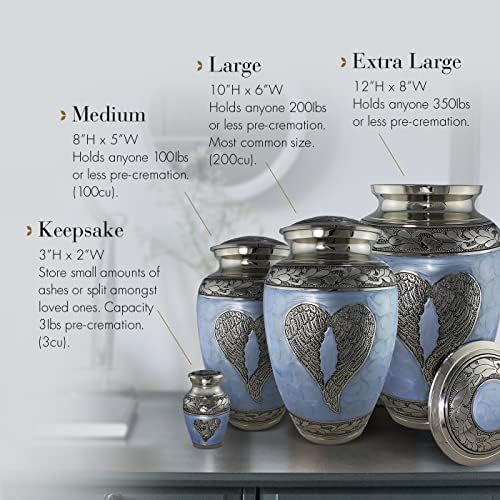 Extra Large Blue Angel Cremation Urn for Adult Male