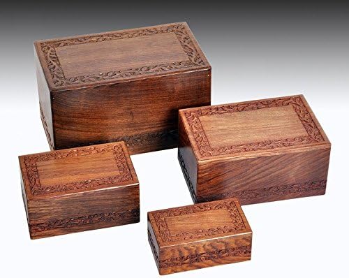 Solid Rosewood Border Engraving Handcarved Cremation Urn