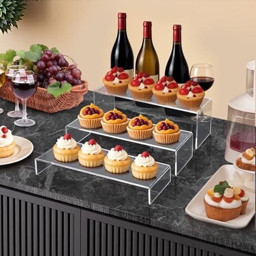 6Pcs Clear Rectangular Acrylic Display Risers for Collectibles and Jewelry