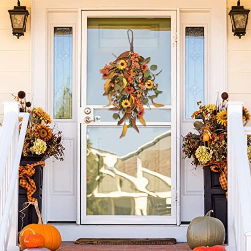 JUOPZKENN Fall Teardrop Swag for Front Door Decor