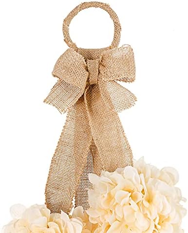 Farmhouse Cream Hydrangea Swag with Burlap Ribbon Tie - 23 Inches