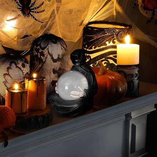 Gothic Reaper Crystal Ball with Floating Bats