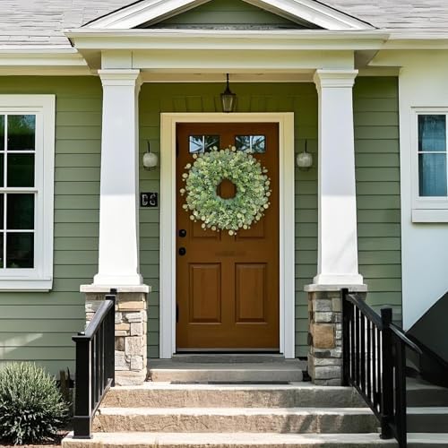 26 Inch Artificial Eucalyptus Wreath for Front Door and Porch