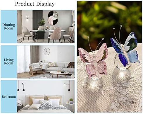 HD Crystal Butterfly Figurine Ornament with Ball Base 2pcs