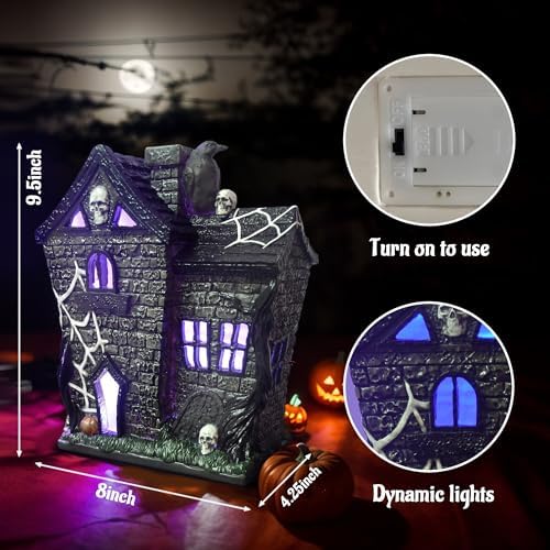 Halloween Village Houses Haunted House Figurine Decor