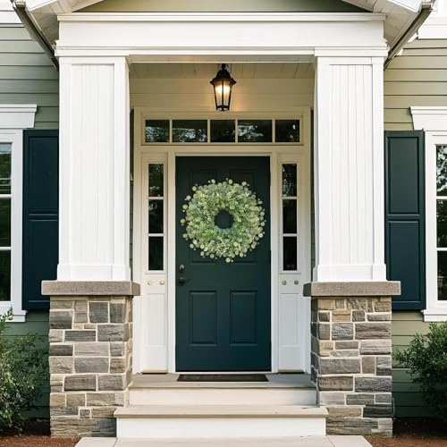 26 Inch Artificial Eucalyptus Wreath for Front Door and Porch