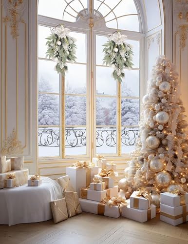 White Wreath Teardrop Wall Decor for Christmas and Wedding