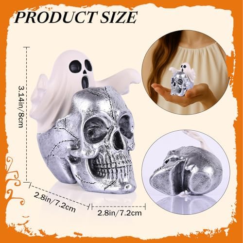 LCCCK Mini Skull with Ghost Halloween Decor Figurine