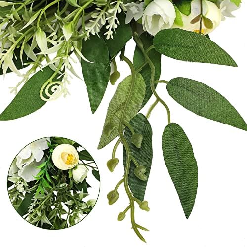 256 Inch Artificial Rose Flower Swag with Green Leaves
