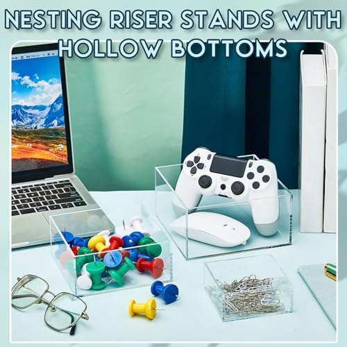 Jerify 6 Pcs Acrylic Risers Display Stands 3 Sizes