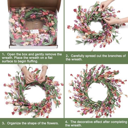 Artgar 24 Inch Front Door Wreath Red Orange Purple