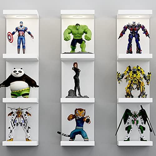 White Floating Wall Shelf Unit with LED Light