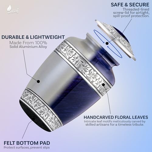 INTAJ Cloud Purple Aluminum Cremation Urn for Adult Ashes