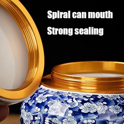 Medium Blue and White Ceramic Urn for Ashes