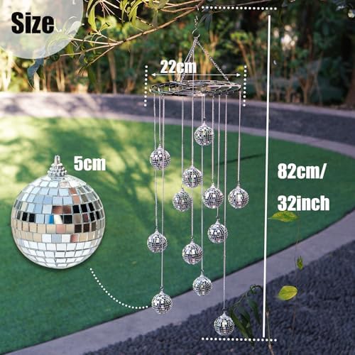 32 Inch Silver Mirror Disco Ball Mobile Spiral Spinner