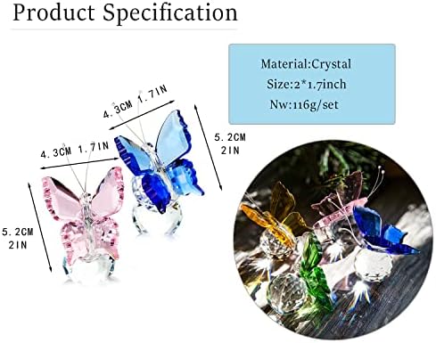 HD Crystal Butterfly Figurine Ornament with Ball Base 2pcs