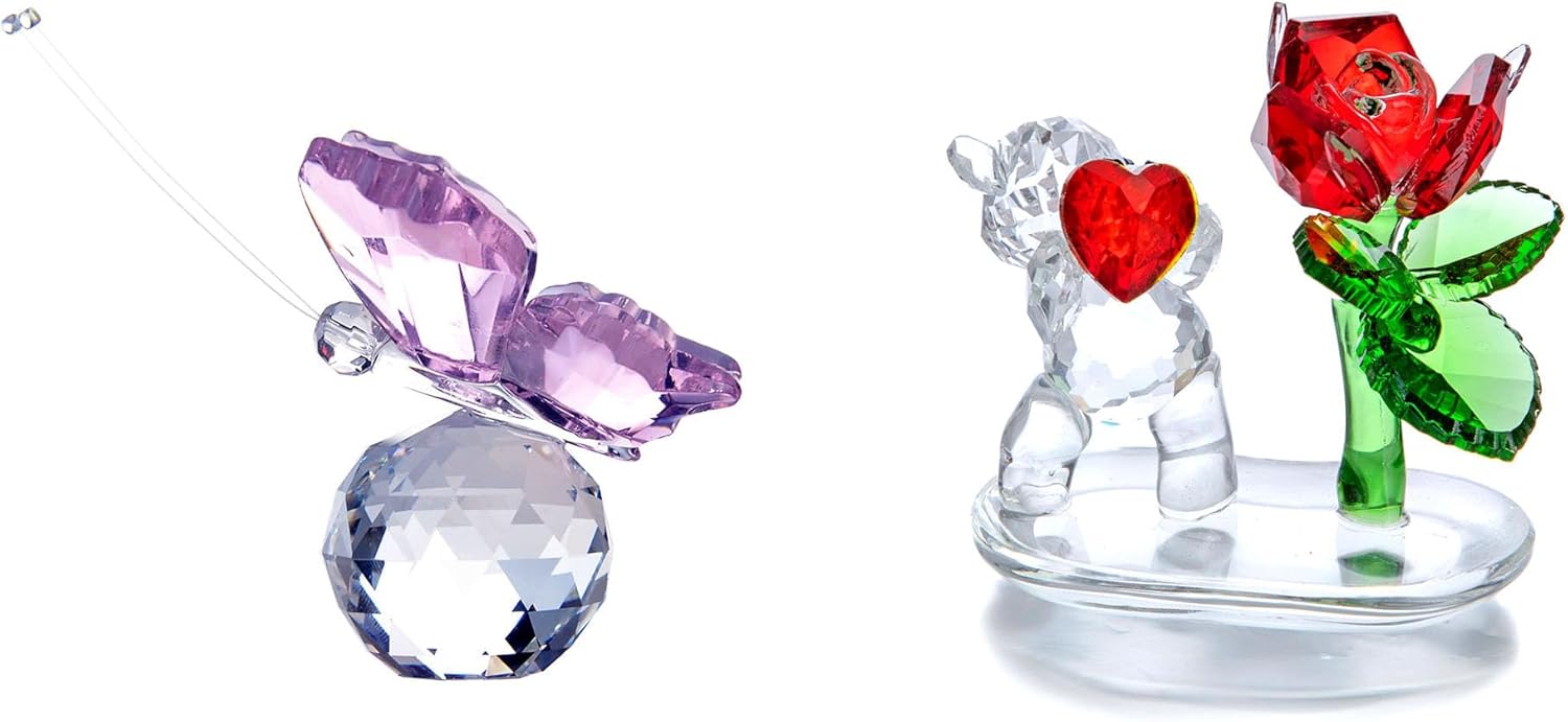 HD Crystal Butterfly and Bear Figurine Set 1