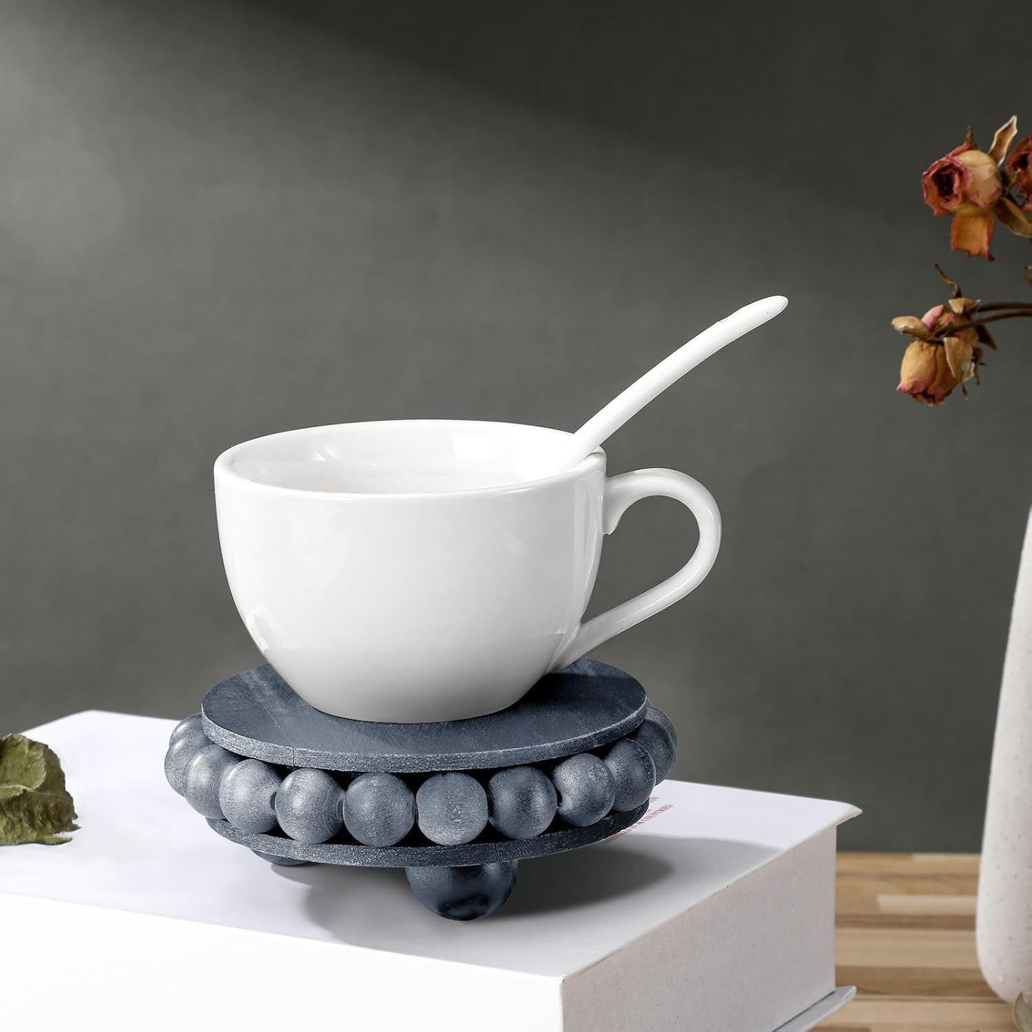 Yookeer 2 Pcs Round Wooden Risers for Display