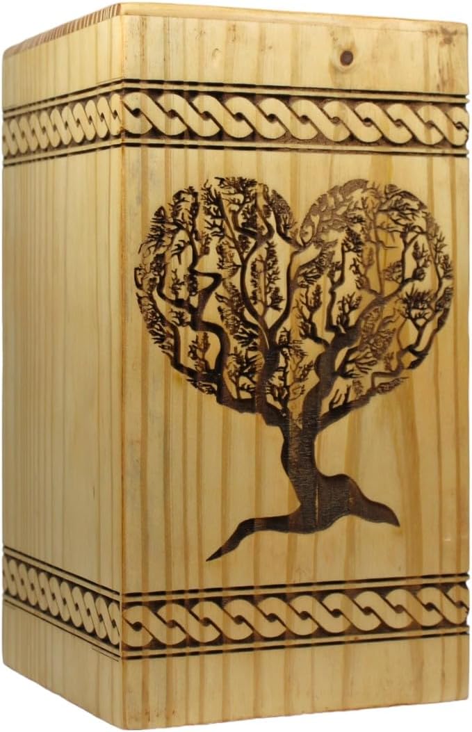 Handcrafted Wooden Urn for Ashes with Personalized Engraving