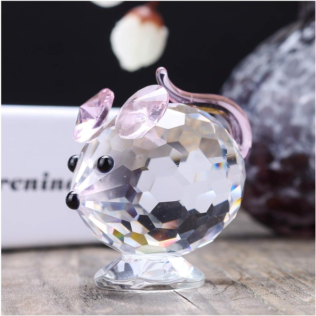 HD Pink Crystal Butterfly and Mouse Figurine Set