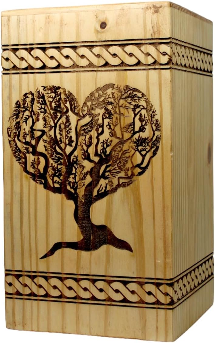 Handcrafted Wooden Urn for Ashes with Personalized Engraving
