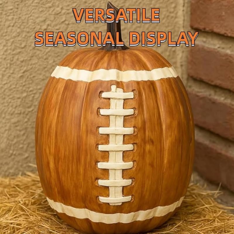 Football Pumpkin Ceramic Decor 2pcs