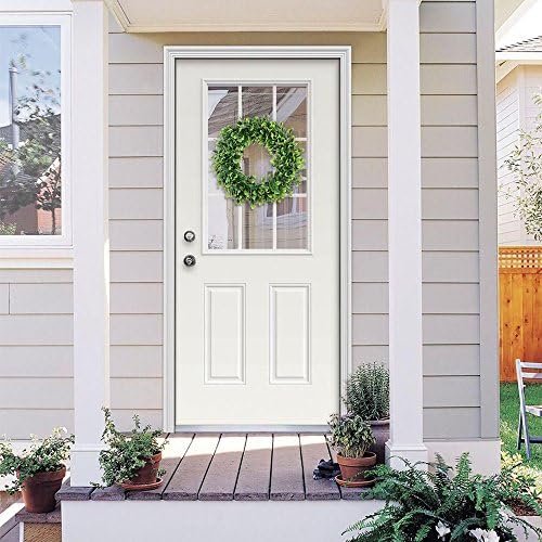 Lvydec Artificial Green Leaves Wreath 15 Inch