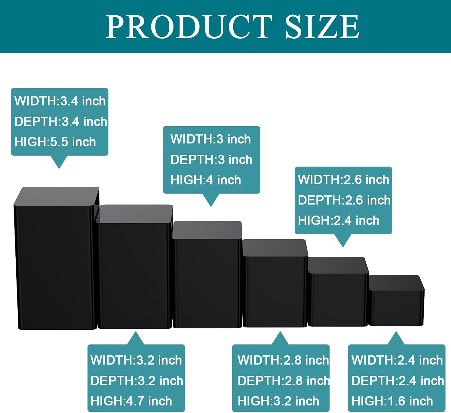 Thyle 24 Pcs Square Acrylic Risers Display Stand