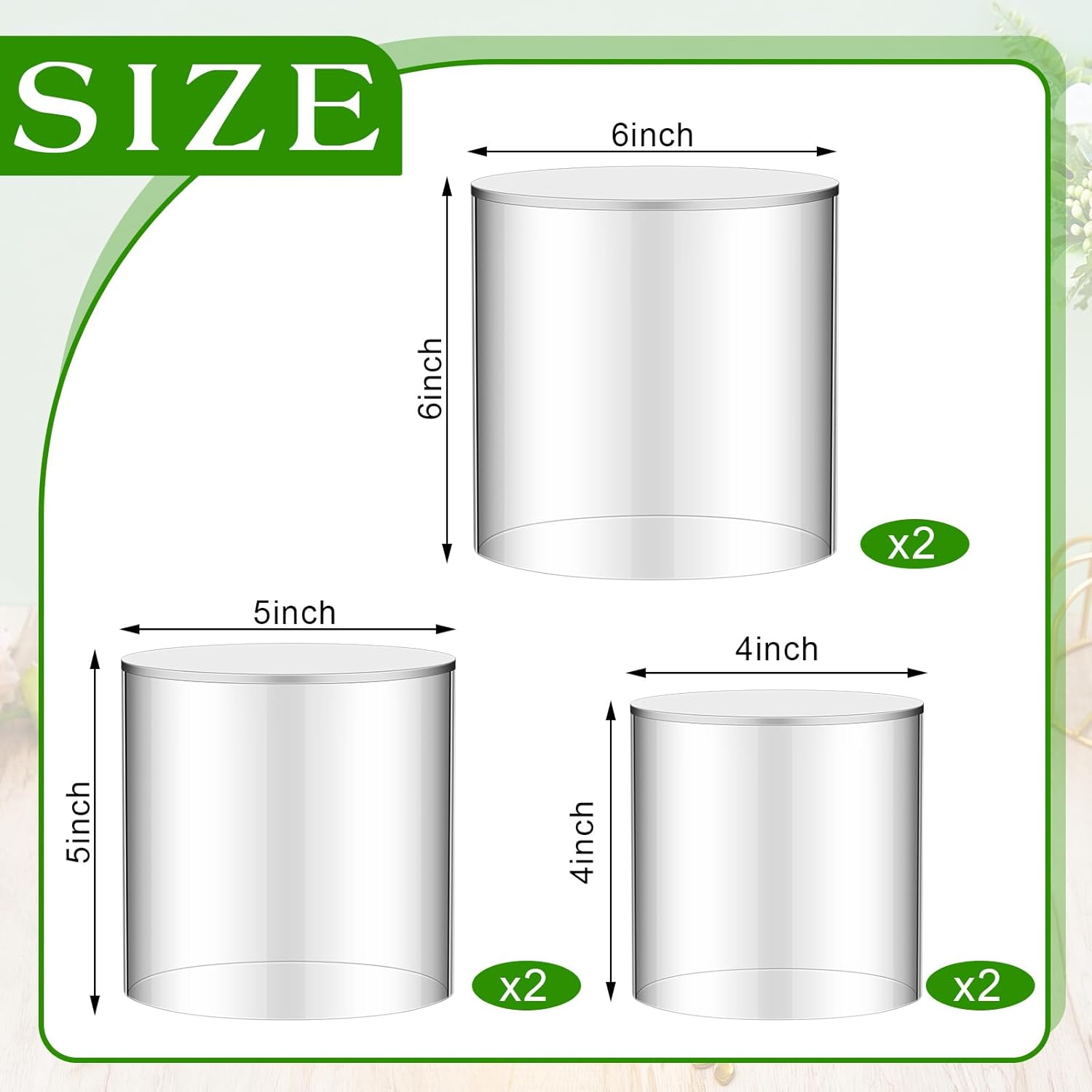 6 Pcs Tall Acrylic Display Stands with Nesting Risers