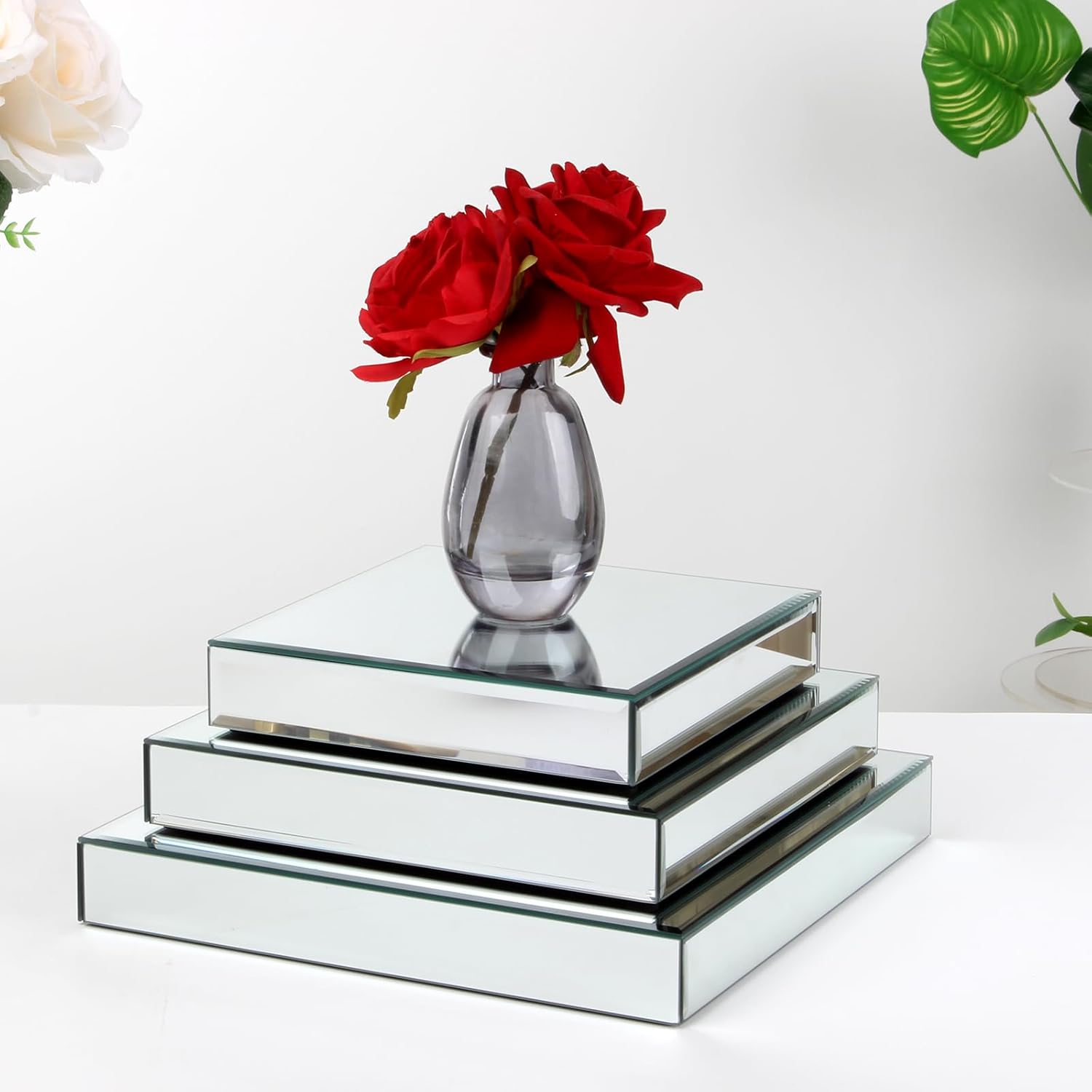 Silver Mirror Display Riser Stand Set 3 Sizes
