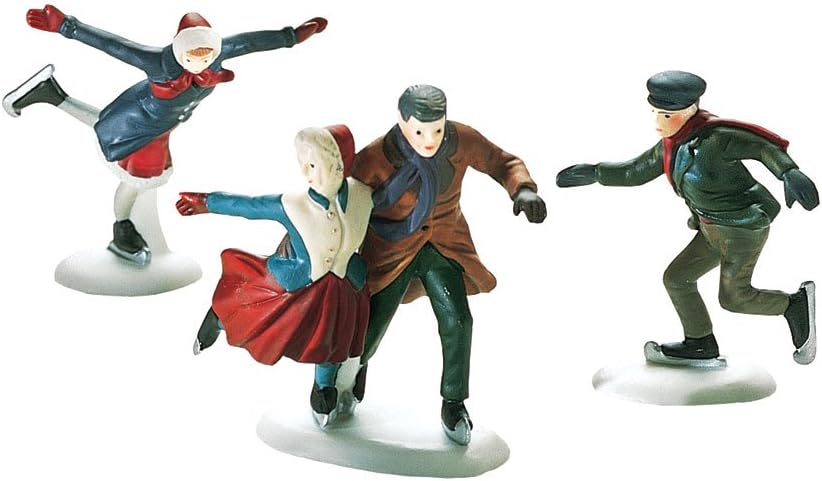 Dept 56 New England Village Skating Party Set of 3