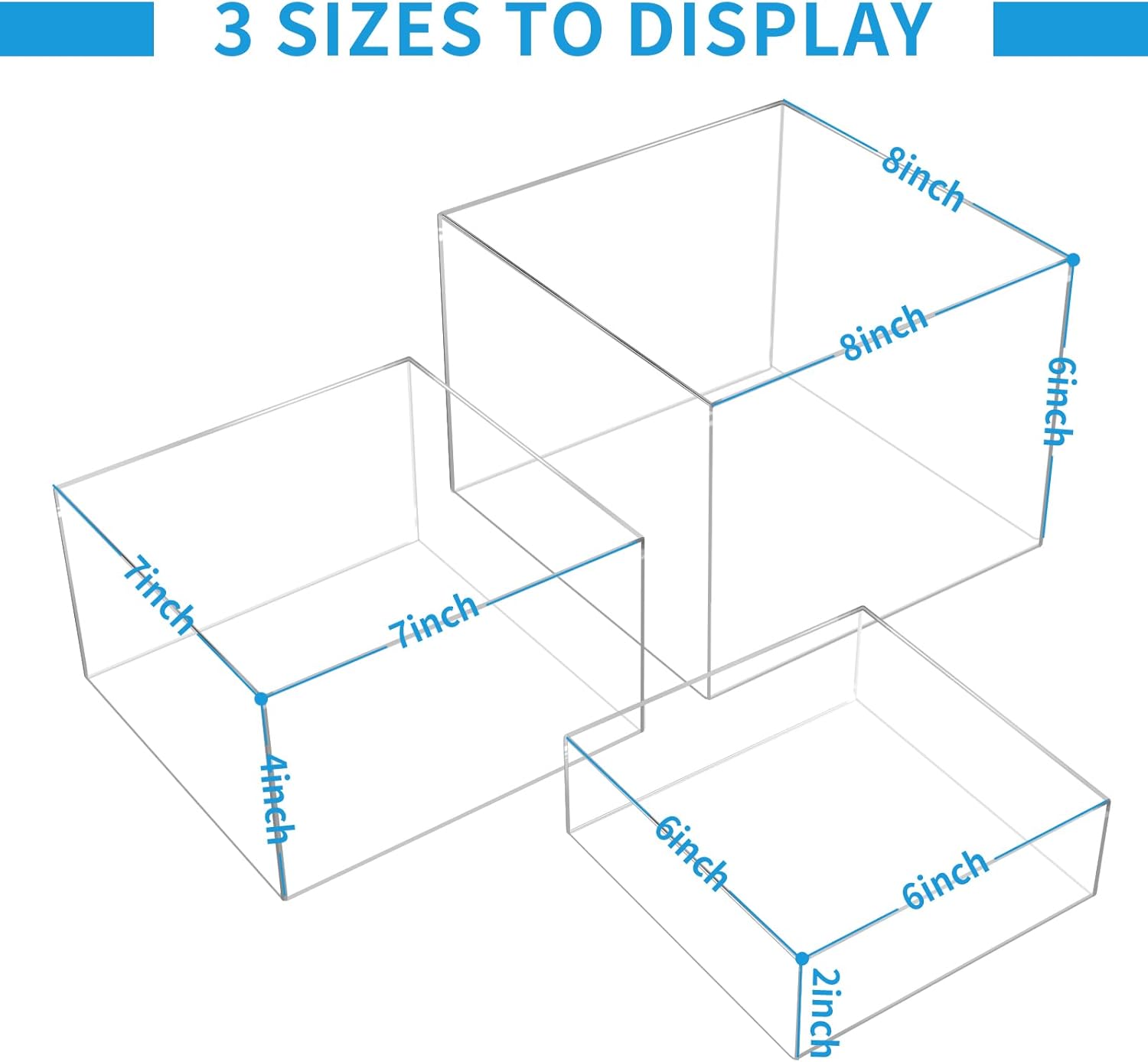 3Pcs Clear Acrylic Risers Display Stand for Jewelry Food