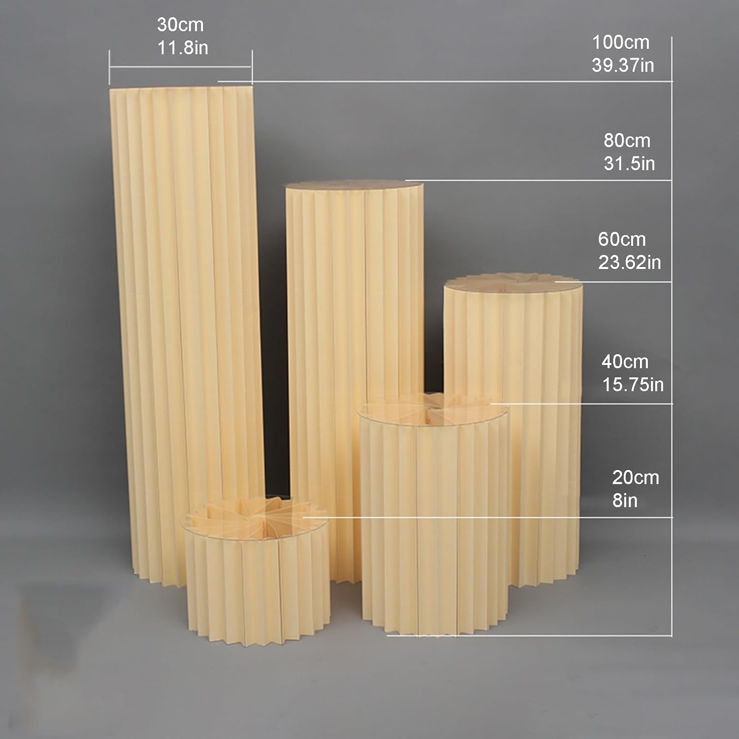 Foldable Paper Columns Display Stand for Wedding Vases and Party Centerpieces