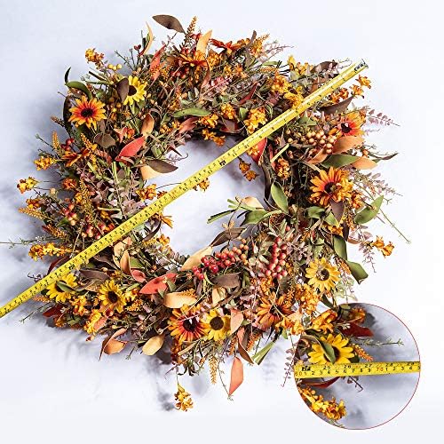 24 Inch Artificial Fall Wreath for Front Door