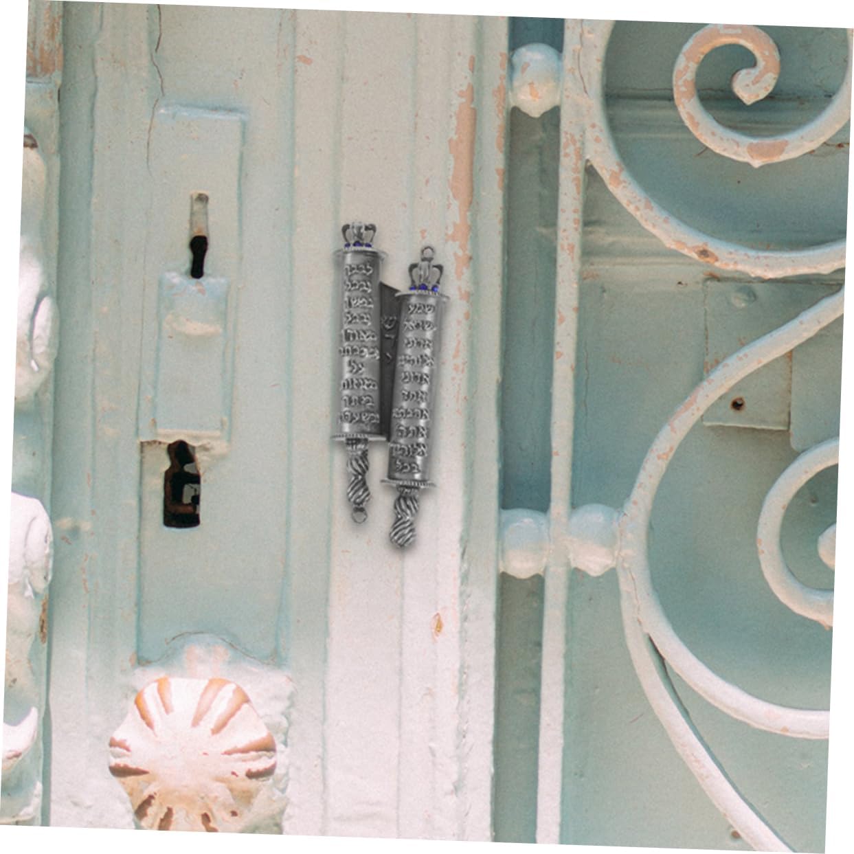 Metal Mezuzah with Engraved Blessing Scroll 2 Sets